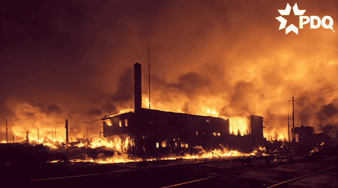 Factory on fire to highlight the importance of having fire-rated door hardware